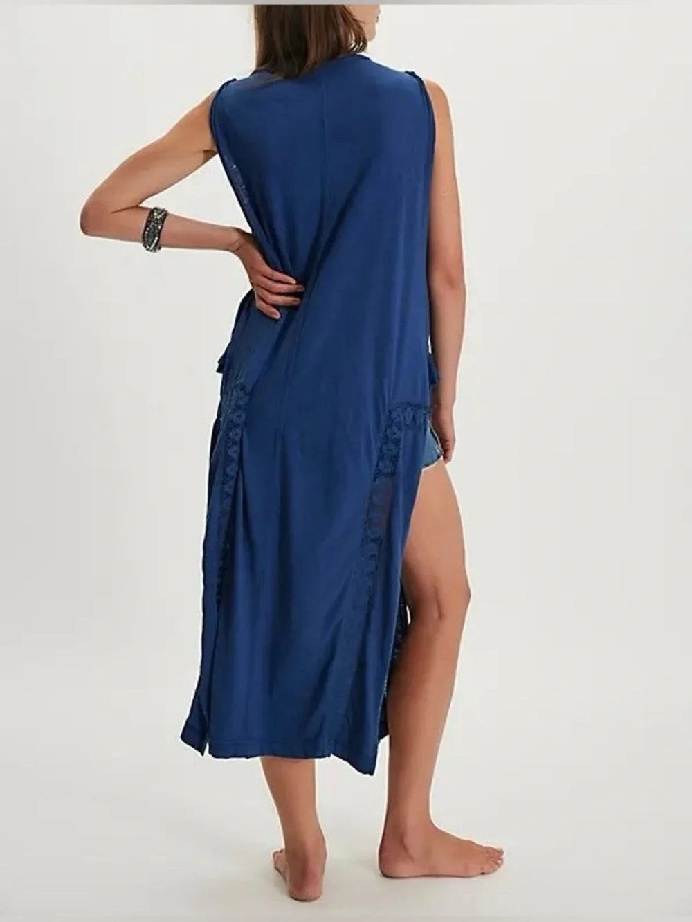 NWT Free People Willow Maxi Top - Pageant blue navy - XL